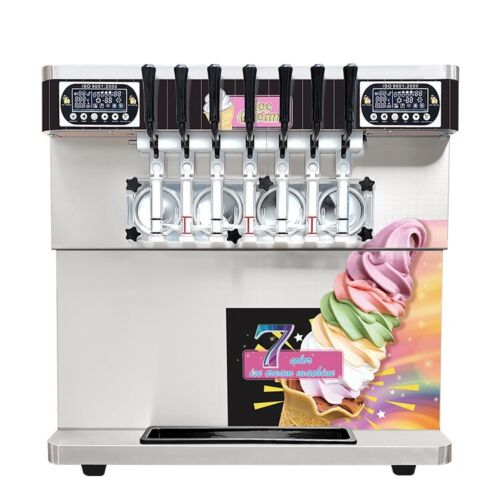 Commercial tabletop 7 flavors soft ice cream machine upper tanks refrigerated - Picture 1 of 14