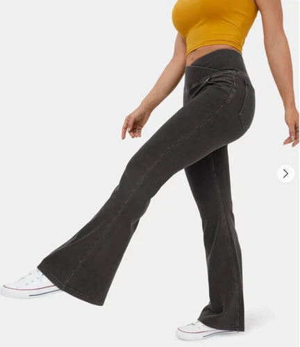 Ladies Stretch Elastic Waist Pockets Flared Pants Jeans Denim Trousers PLUS-SIZE - Picture 7 of 28