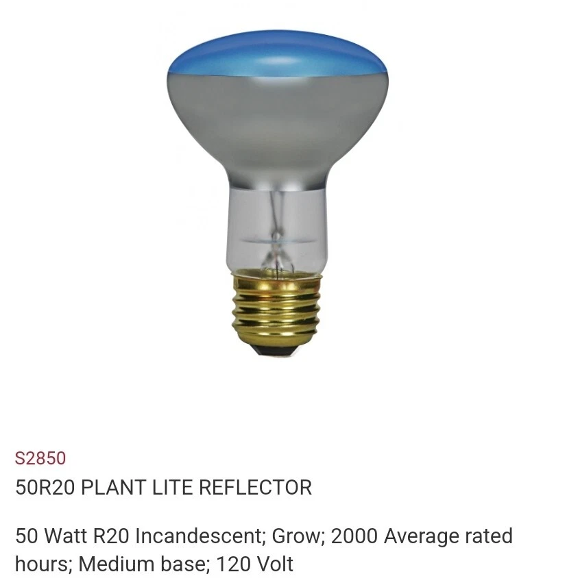 Satco S2850 50W 120 Voltios R20 Medio E26 Lámpara de Cultivo Planta Regulable Bombilla Reflector Foto 2 de 4