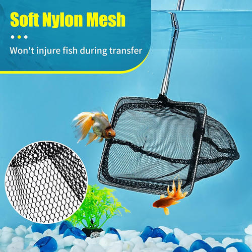 3 Inch Fish Net Aquarium Fish Tank Net with Long Adjustable Handle - Picture 2 of 4