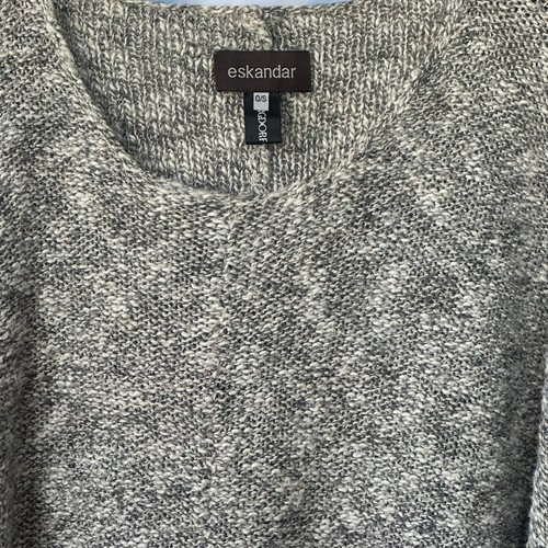 Eskandar Black & White Merle Linen Blend Oversized Sweater Top One Size Scotland - Picture 4 of 16
