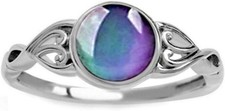 Jude Jewelers Round Shape Simulated Moon Stone Color Changing Mood Ring Silver