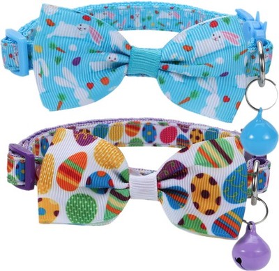 BoomBone Easter Cat Bow Tie Collar Adjustable Breakaway Collar with Bells, Sp...