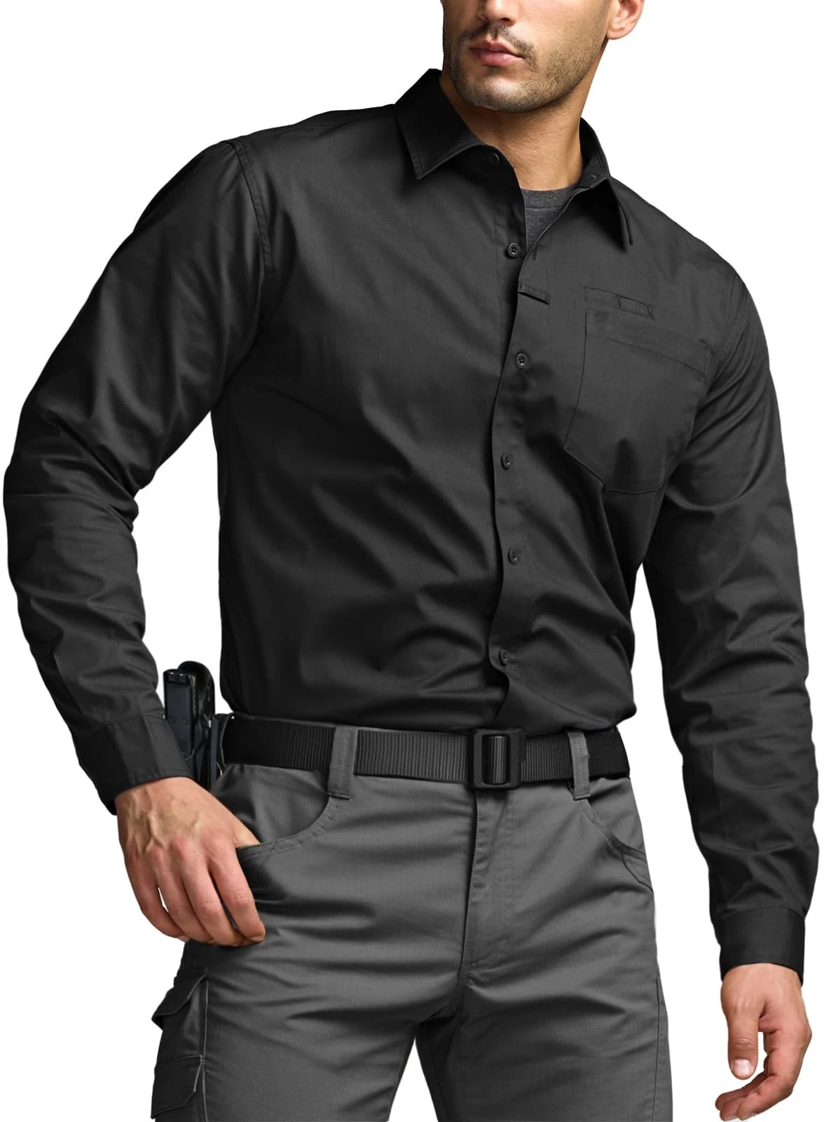 CQR Men's Long Sleeve Tactical Shirts, Ripstop Military Work Shirts, UPF 50+ ...