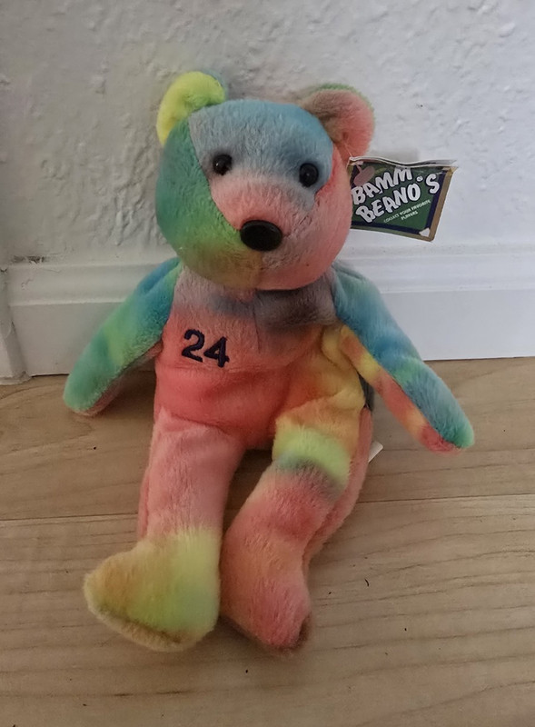 Bamm Beano's Rainbow Tie-Dye Plush Beanbag Teddy Bear w/ Tag 1999 #24