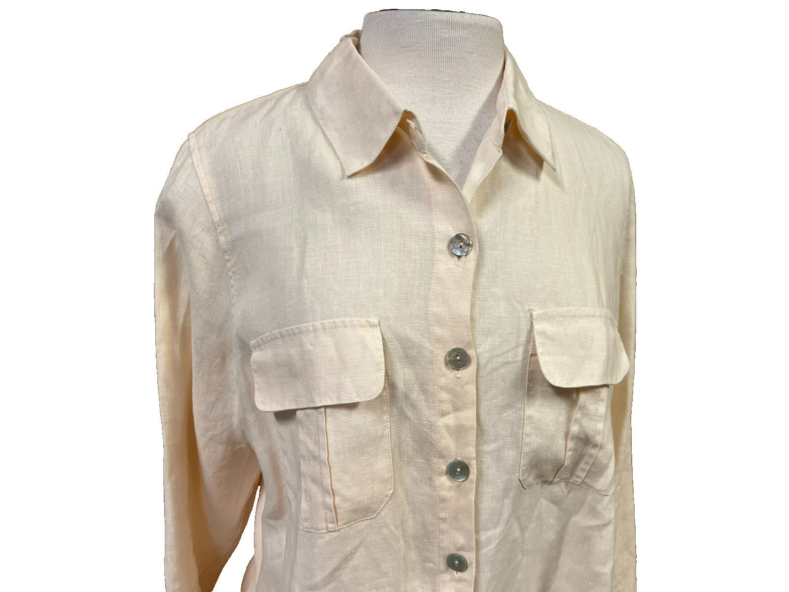 Soft Surroundings Linen Tunic Button Up Shirt Pea… - image 6