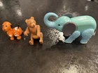 3 Vintage Fisher Price  Brown Bear Orange Dog And Blue Elephant Rare Toy Figures