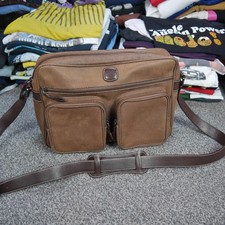 Borsa a tracolla Brics marrone pesante pelle di mucca croc goffrata Made in Italy