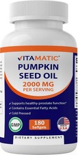 Vitamatic Pumpkin Seed Oil 2000mg Softgel Capsules per 180 Count Pack of 1 