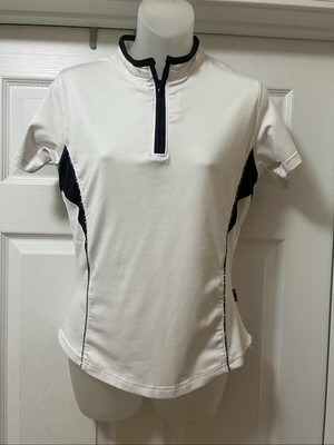 Burberry Golf Womens Polo Shirt White Half Zip Short Sleeve Size M