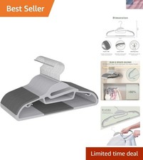 Plastic Hangers 50 Pack with Non-Slip Design,0.2 Inches Thick, 360 Swivel Hoo...