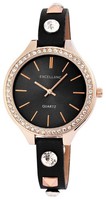 Excellanc Uhr Damen Armbanduhr Frauen Quarzuhr Kunstlederarmband Strassbesatz