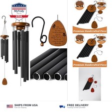 32 Inch Memorial Wind Chime Gift Box Pack - Elegant Black Metal Tubes with ...
