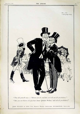 Alter antiker Druck 1916 Werbung John Walker Scotch Whisky Kilmarnock 20.