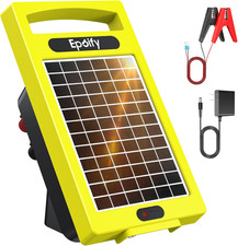 24 Hour Solar Electric Fence Charger, 20 Miles, up to 10200V Output Range Electr