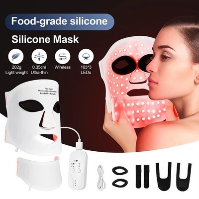 Red Light Therapy for Face & Neck, Red Light Mask with 850nm NIR, 7-1 Colors LED
