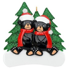 Personalized Couple Christmas Ornament 2025 - Black Bear Family of 2 Ornament...