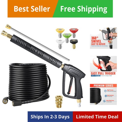 #ad Pressure Washer Gun and Hose Kit 50 FT Kink Resistant Power Washer Hose and ... $146.88