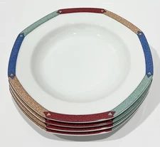 Christopher Stuart DIAMOND OPTIC Pattern 9 1/4" SOUP BOWLS Set of 4 Excellent!
