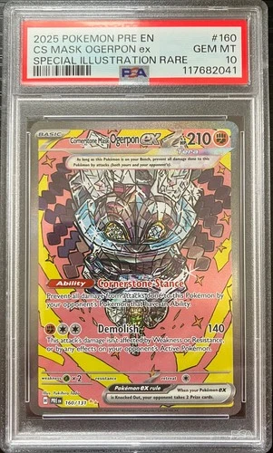 2025 POKEMON PRISMATIC EVOLUTIONS SIR 160/131 CORNERSTONE MASK OGERPON EX PSA 10