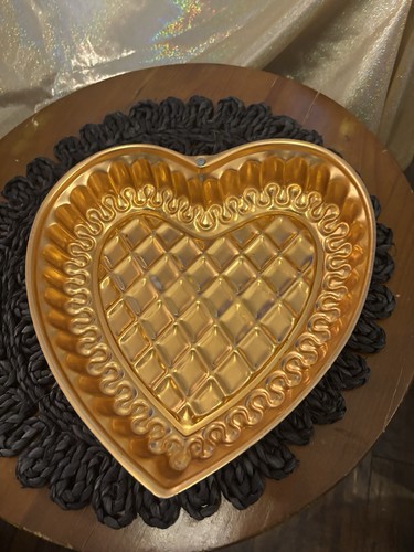 Diamant Design Kupfer Ton Valentinstag Herz Jello Form Kuchenform Wandbehang - Bild 2 von 2