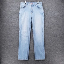 VINTAGE Jag Jeans Womens 16 Blue High Rise Straight Leg Stretch Light Wash Denim