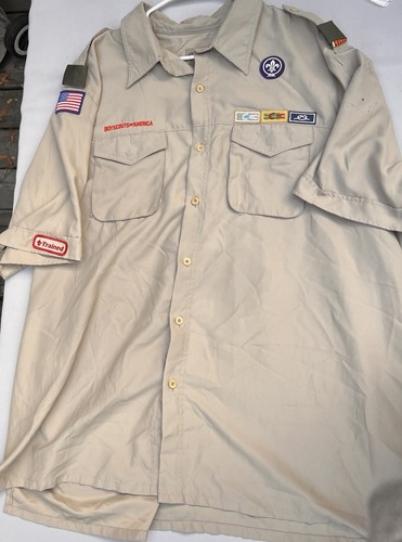Boy Scouts of America Uniform Shirt Adult Sz XXL Eagle Scouts Patches