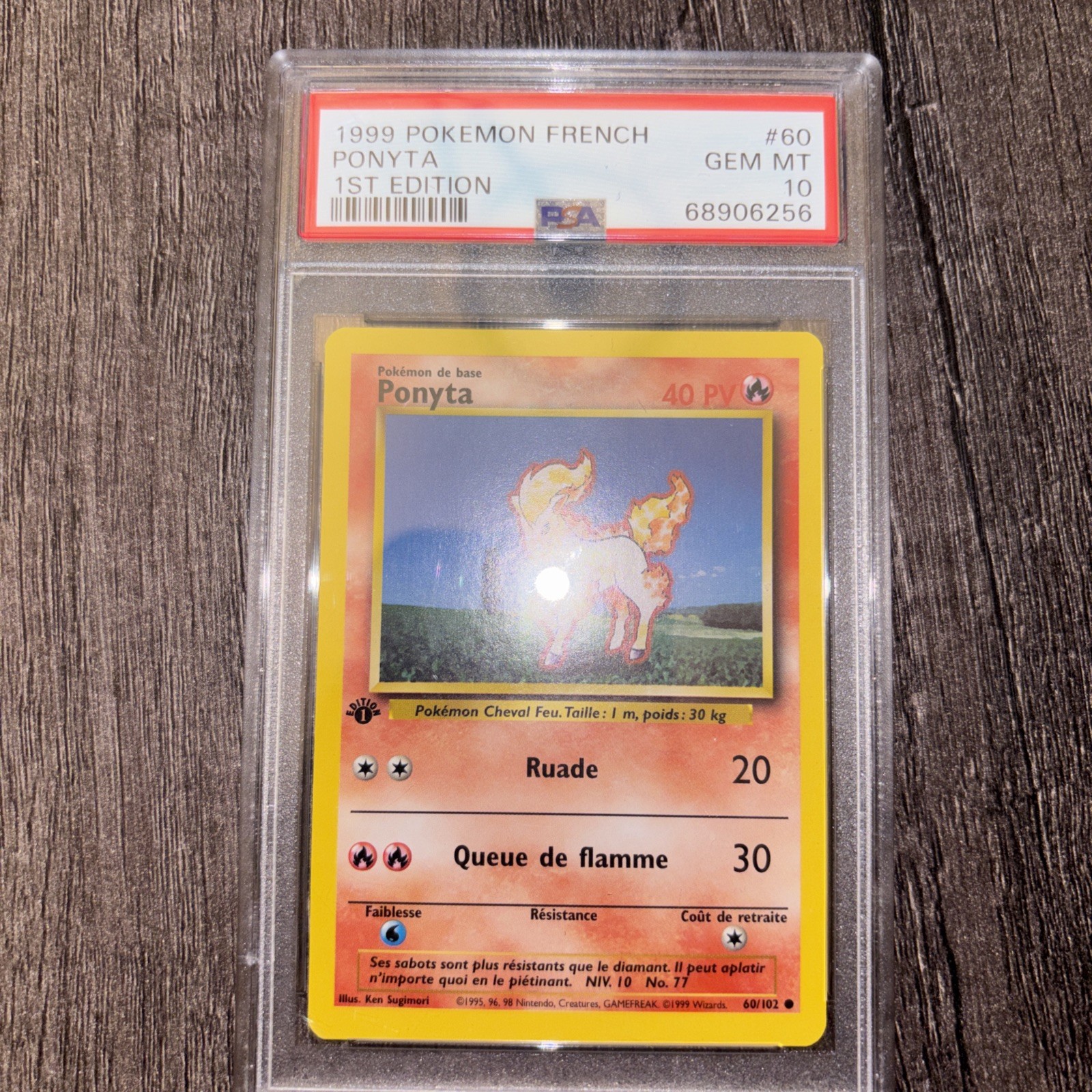 Pokemon card Ponyta base set French PSA 10