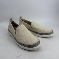 Skechers BOBS Shoes Womens Size 8 Beige Slip On Memory Foam Walking 113991