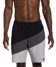 Mens Nike 9" Sideways Surge Volley Swim Shorts Trunks , Size M, Black And Grey