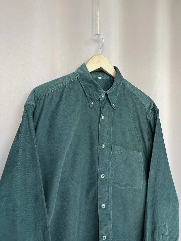 Yves Saint Laurent Vintage Velvet Button Up Shirt Mens Size 16/41 or L YSL Green - Image 3 of 4