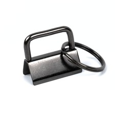 1 Inch Gunmetal Key Chain Fob Wristlet Hardware Sets with 3/4 Inch Key Ring 50Pk