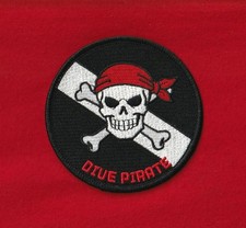 3.5" Round Iron-on DIVE PIRATE Patch Jolly Roger Scuba Diver Dive Flag Black USA
