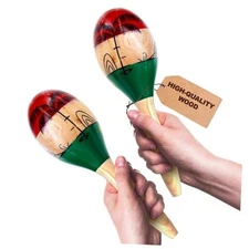 2 Pcs Large Wooden Maracas for Adults - Professional Maracas Set Shakers 