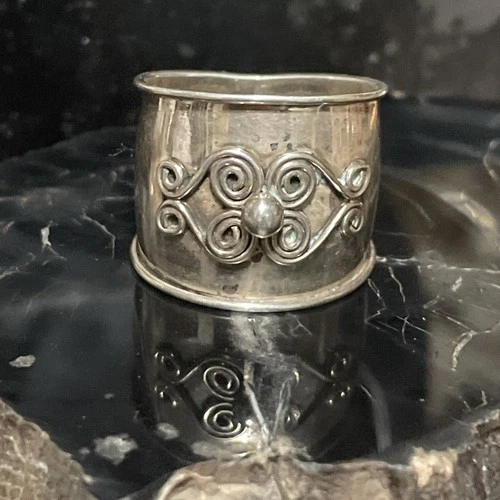 Vintage Boho Sterling Silver Tribal Cigar Band Ring Size 7.5