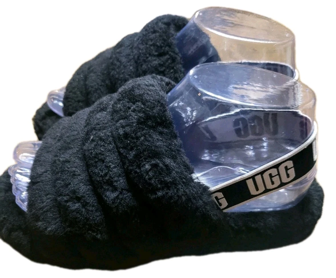 Sandali donna Ugg neri slides fluff taglia 4