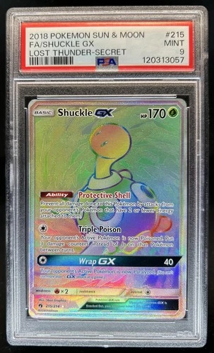 2018 Pokemon SM Lost Thunder Shuckle Secret Rare #215/214 PSA 9