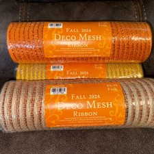Lot of 3 NEW Rolls 10" x 30 Feet Each Deco Mesh for Wreaths Crafts Fall Autumn