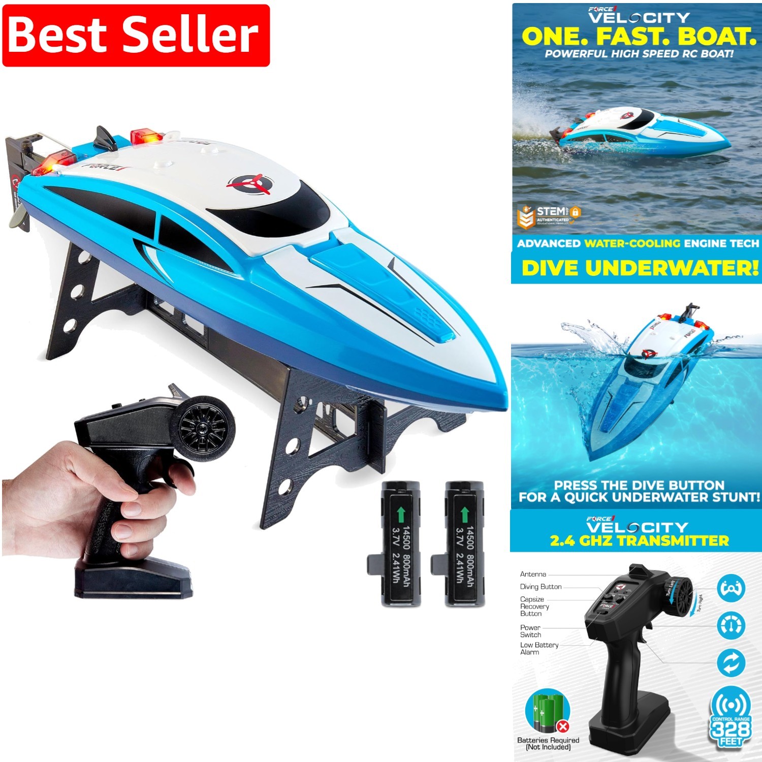 High-Speed Adventure Velocity RC Boat - Rechargeable Safe Durable Design