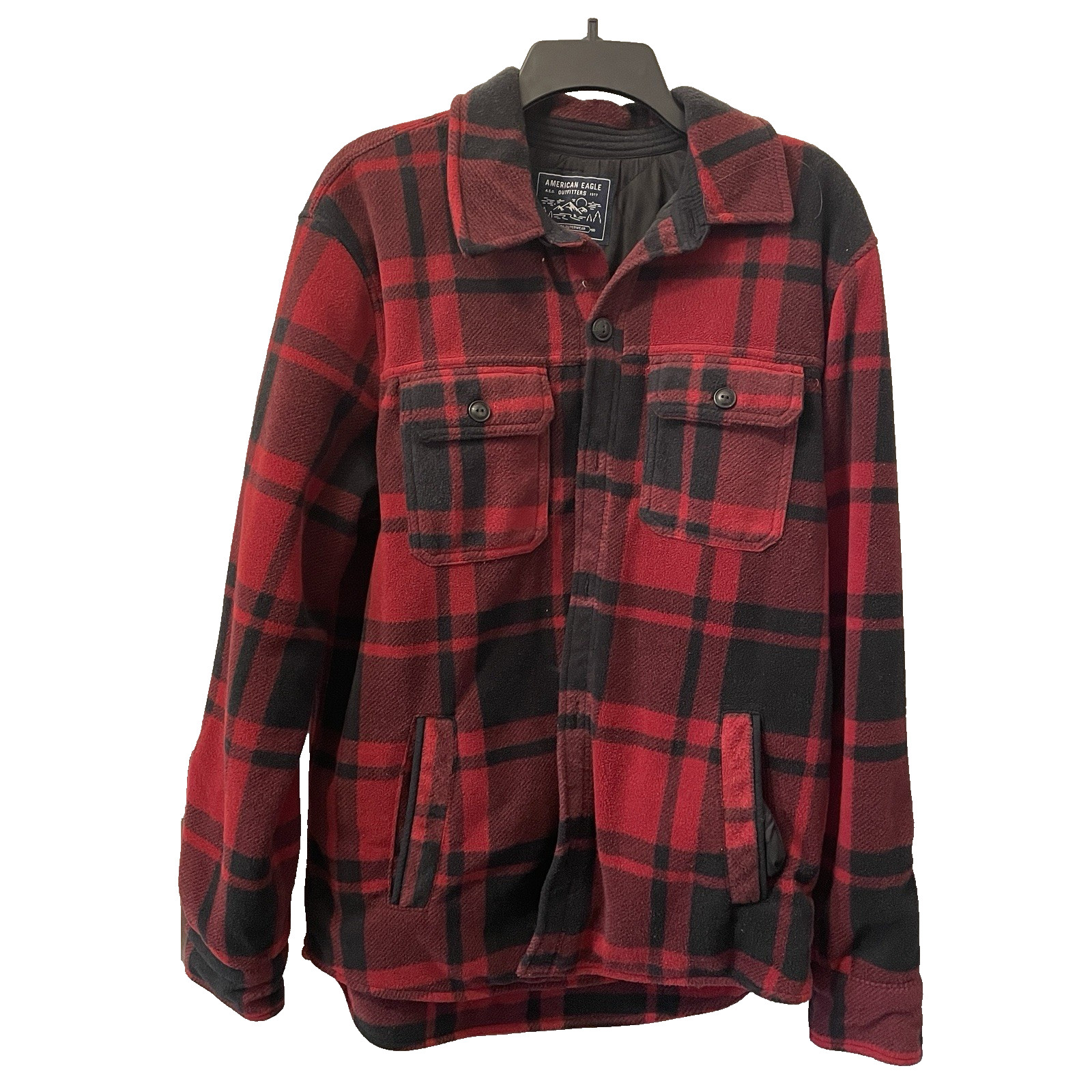 American Eagle Jacket Medium Buffalo Plaid Red Bl… - image 1