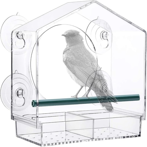 Vogelfutterstation Transparent Fenster VogelhäUschen WildvöGel, 21 X 20 X 10Cm-image