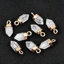 100pcs Natural White Crystal Stone Hexagonal Prism Pendant Bead Jewellery Making