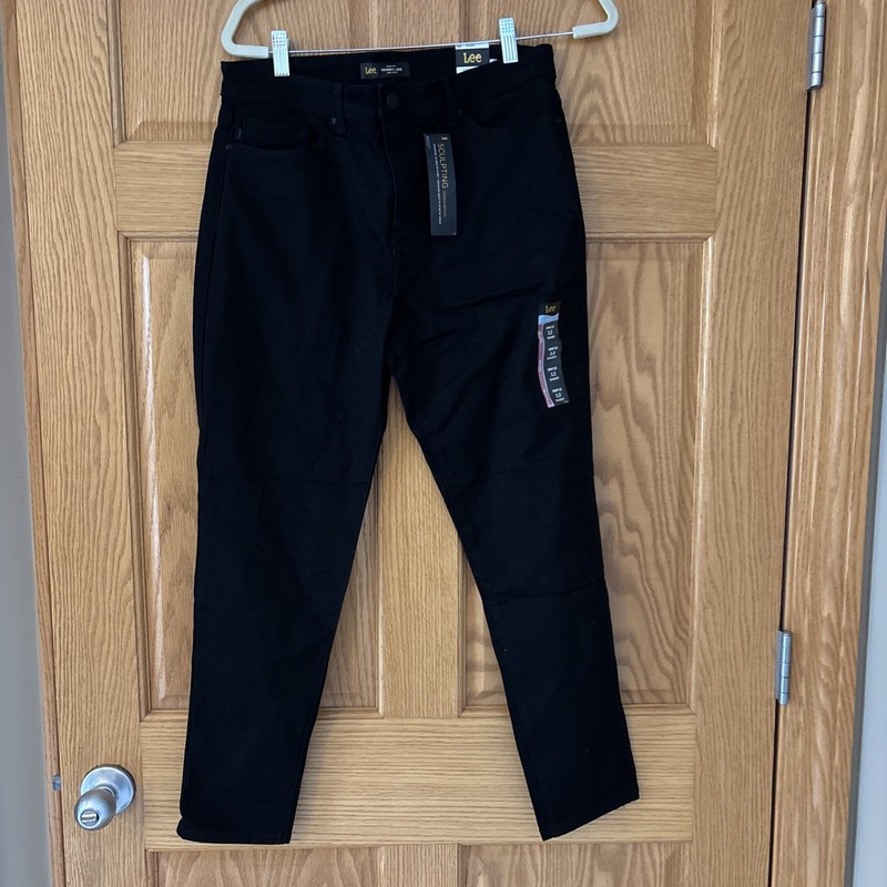 NWT Lee Skinny Leg Slim Fit Sculpting Jeans 12 Short Black Trousers