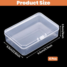 4 Pcs Mini Clear Plastic Storage Containers Box with Lid, Small Rectangle Org...