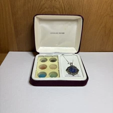 Vintage Sterling Silver Interchangeable 7 Stone Pendant 18” Necklace, Nib