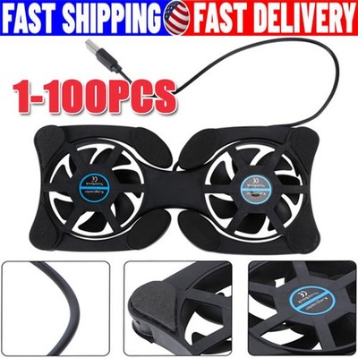 Dual USB Cooling Fan Pad Foldable Slim Fans Cooler Stand For Laptop Notebook LOT