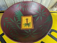 Vintage Large Hand Carved And Hand Painted Wooden Bowl