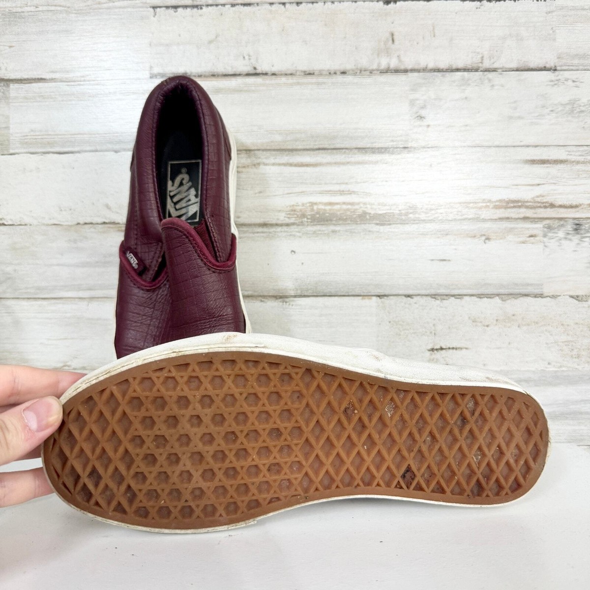 VANS Women Burgundy VANS OFF THE WALL Slip On Sneakers Shoes Size