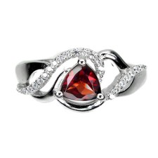 925 Sterling Silver Ring Trilliant Mozambique 6mm Gemstone Jewelry Size 6