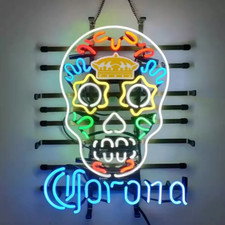 Corona Día De Los Muertos Hanuted Skull 20"x16" Neón Letrero Lámpara Colgante AL